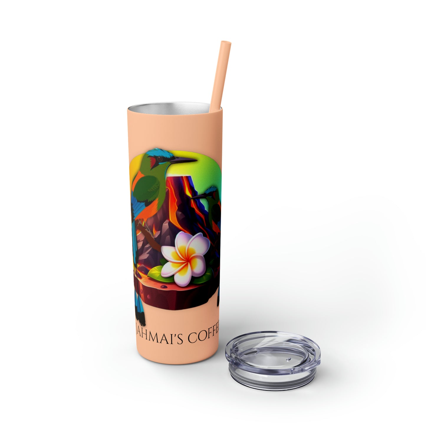 Jahmai's Coffee Skinny Tumbler with Straw, 20oz