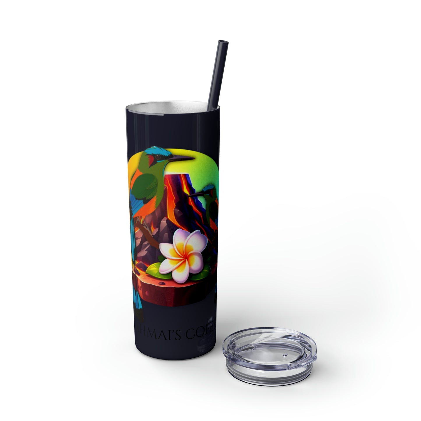 Jahmai's Coffee Skinny Tumbler with Straw, 20oz