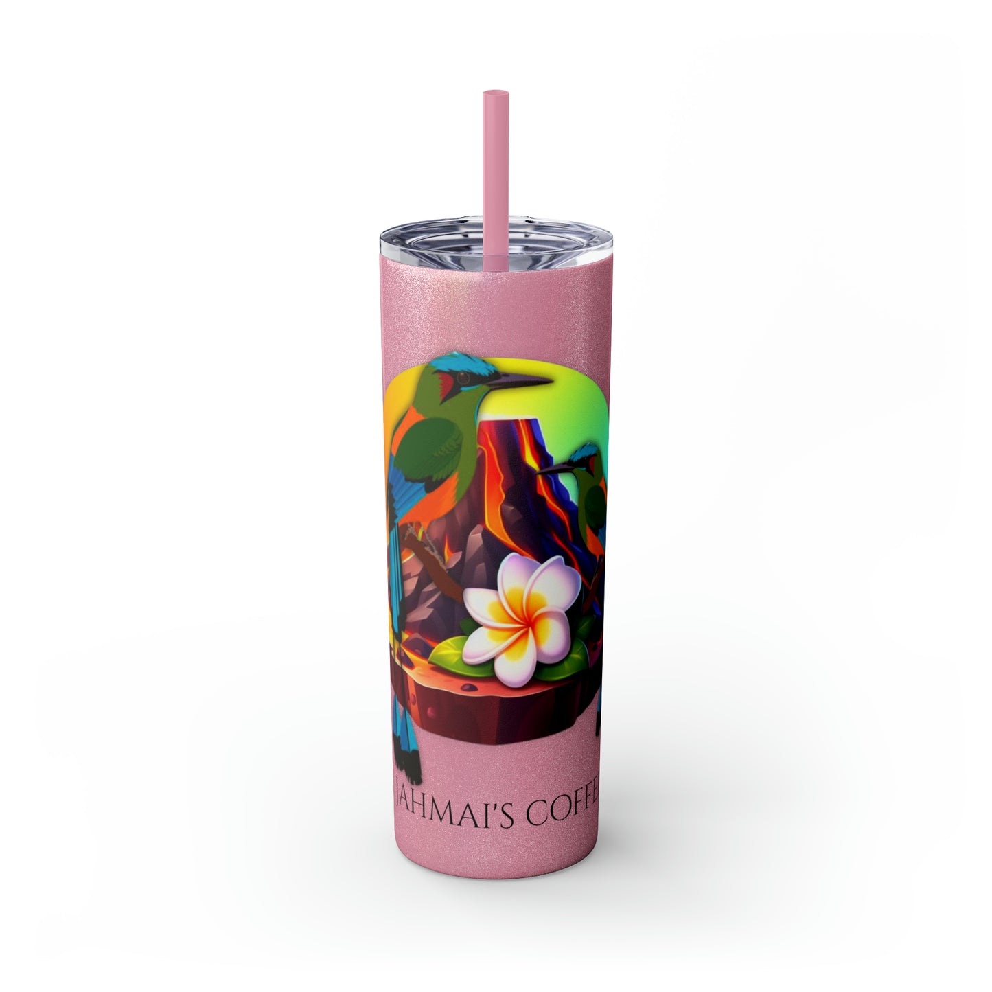 Jahmai's Coffee Skinny Tumbler with Straw, 20oz