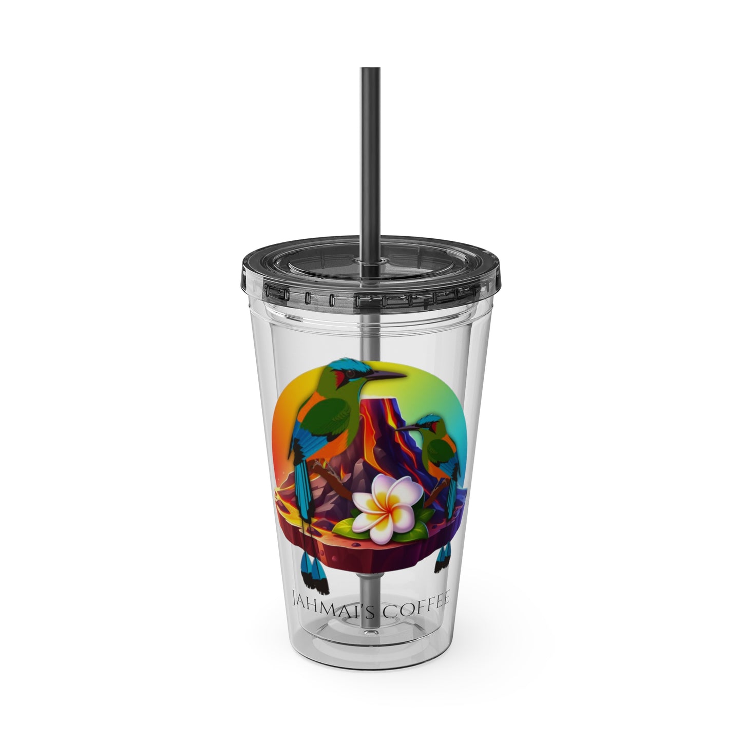 Jahmai's Coffee Sunsplash Tumbler with Straw, 16oz