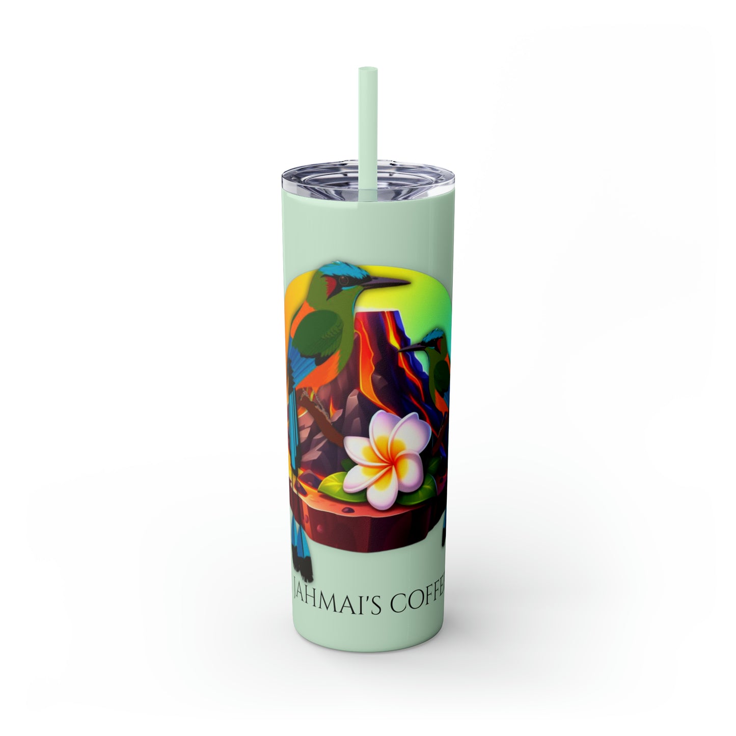 Jahmai's Coffee Skinny Tumbler with Straw, 20oz