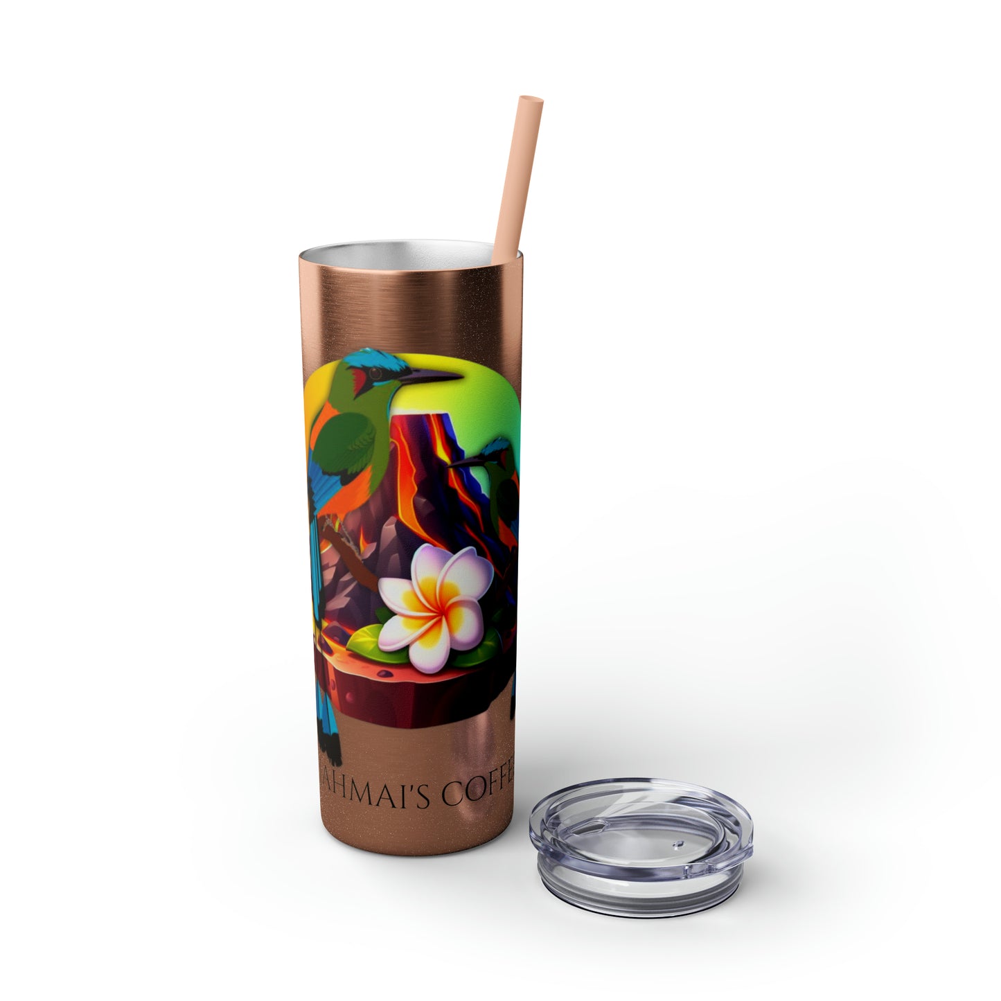 Jahmai's Coffee Skinny Tumbler with Straw, 20oz