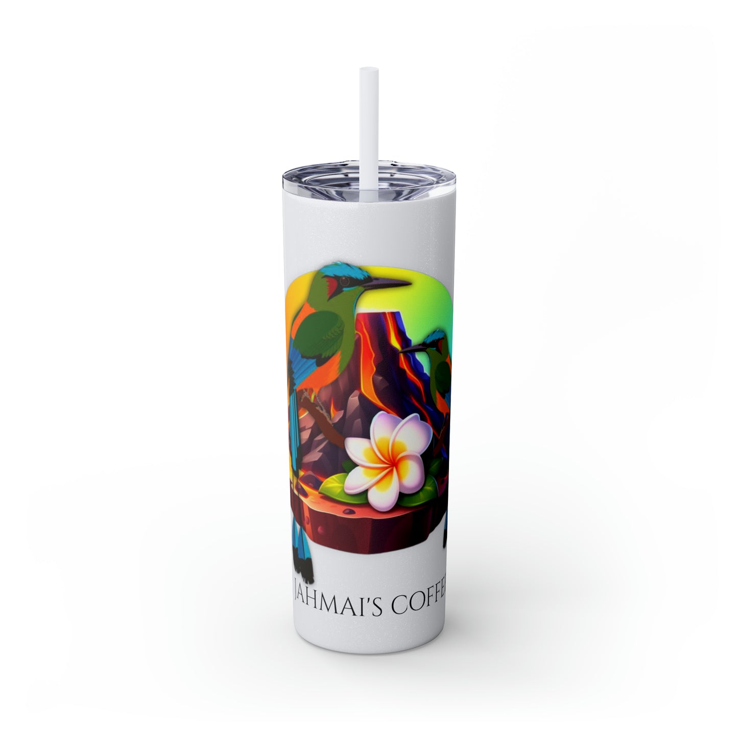 Jahmai's Coffee Skinny Tumbler with Straw, 20oz