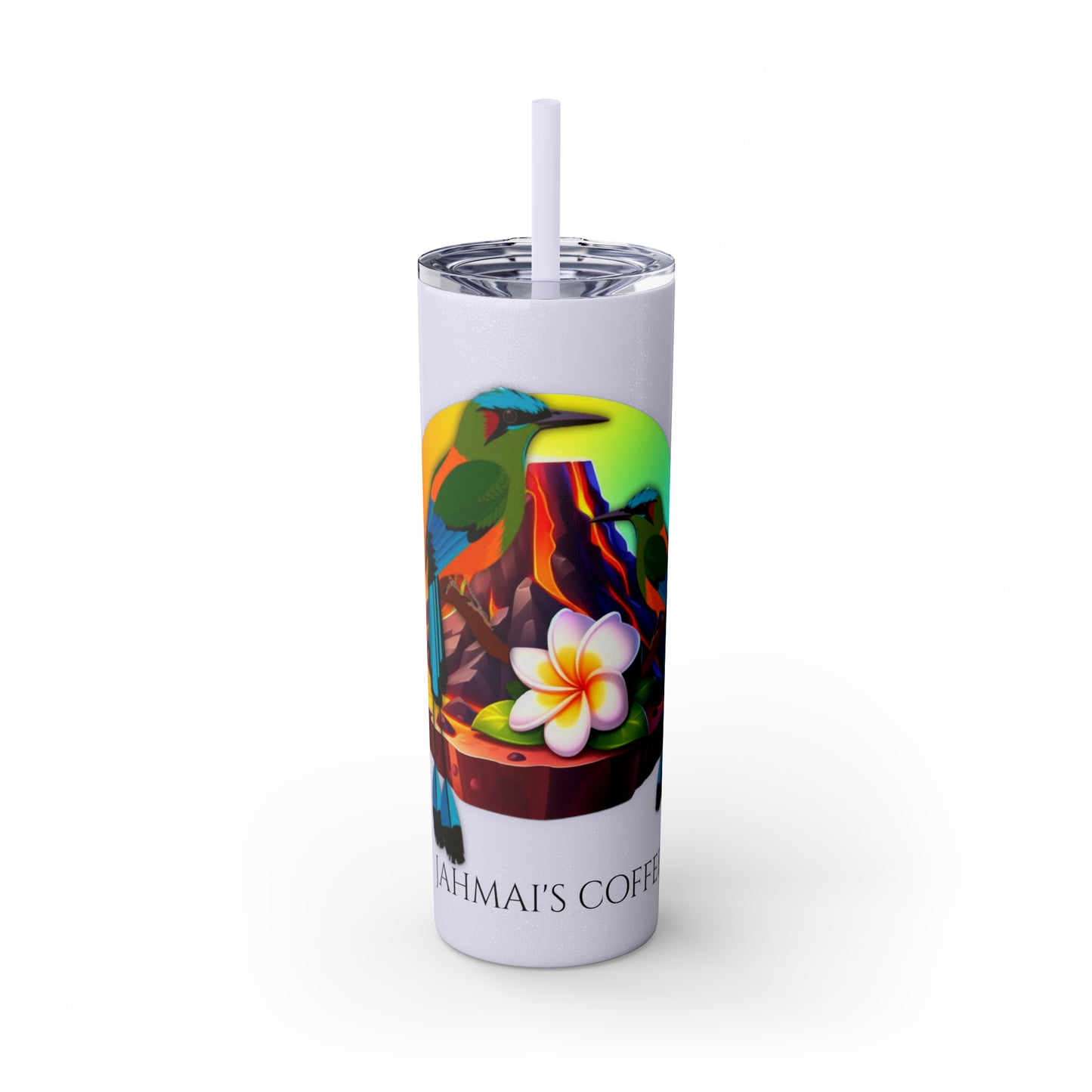 Jahmai's Coffee Skinny Tumbler with Straw, 20oz