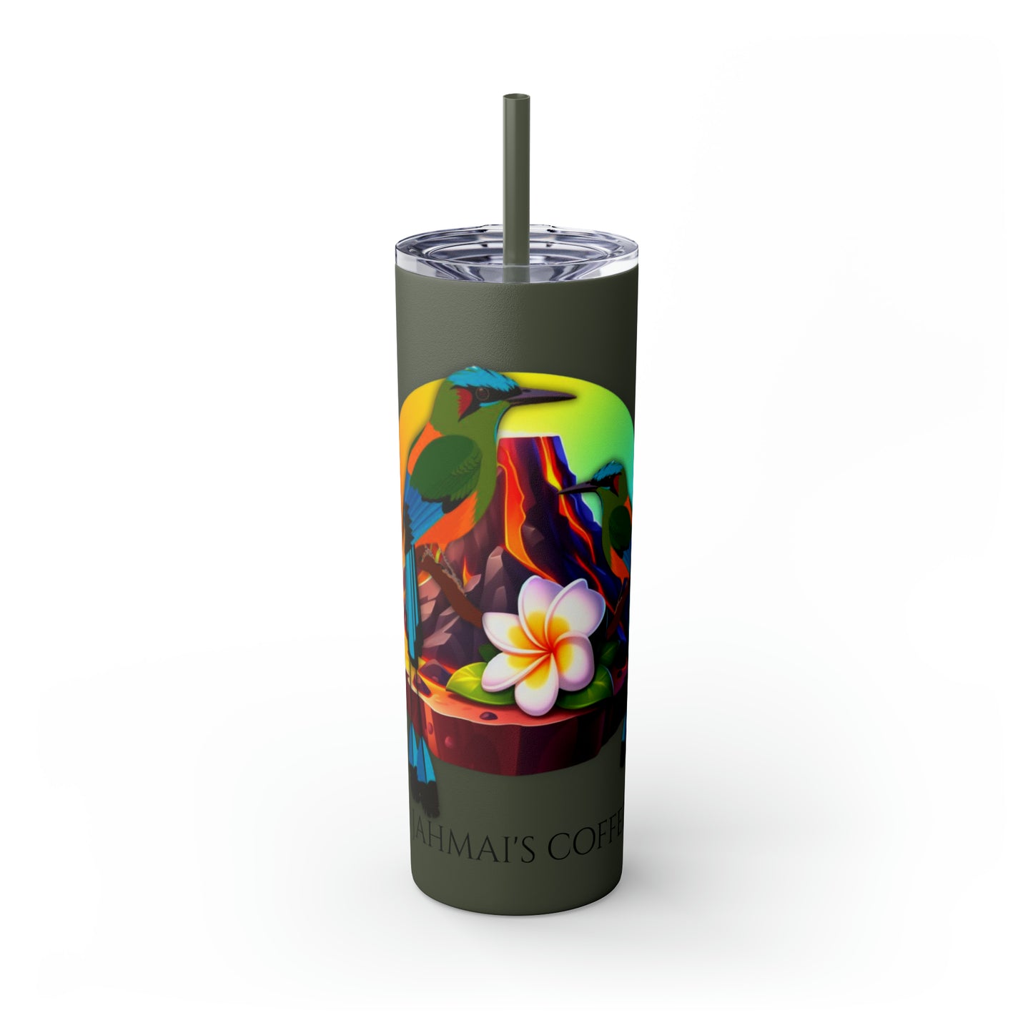 Jahmai's Coffee Skinny Tumbler with Straw, 20oz