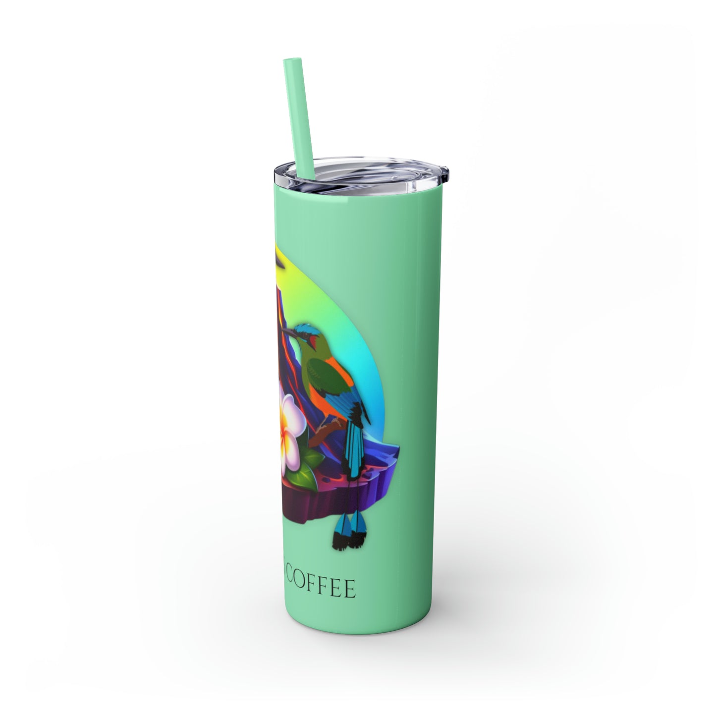 Jahmai's Coffee Skinny Tumbler with Straw, 20oz