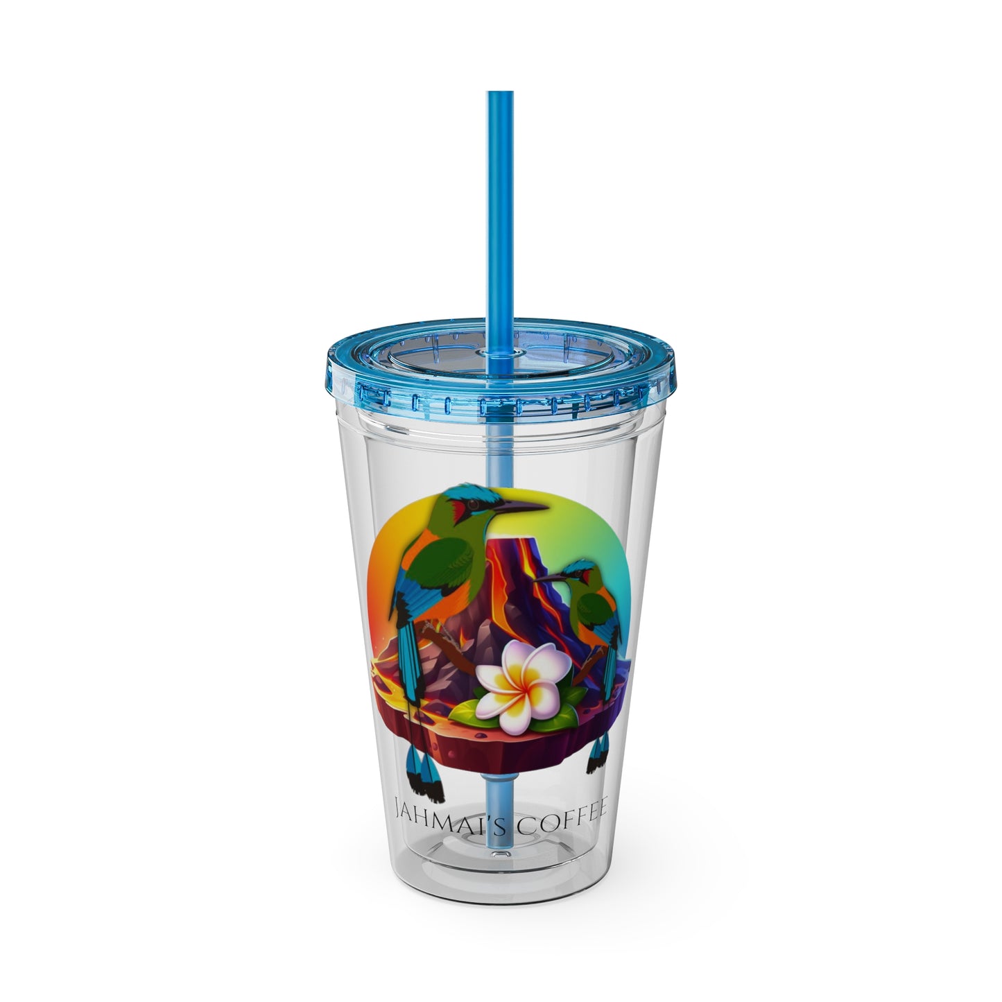 Jahmai's Coffee Sunsplash Tumbler with Straw, 16oz