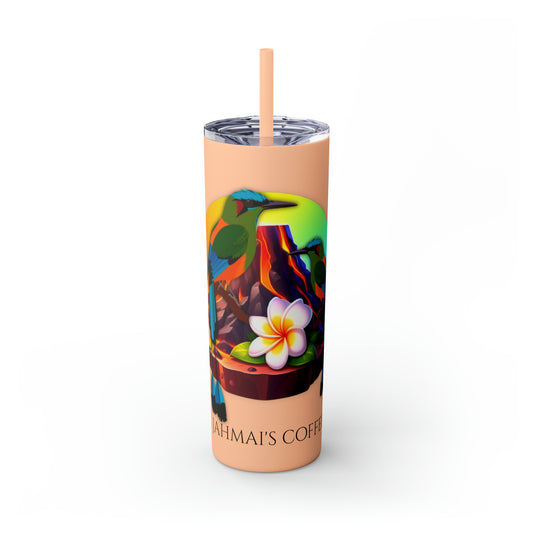 Jahmai's Coffee Skinny Tumbler with Straw, 20oz