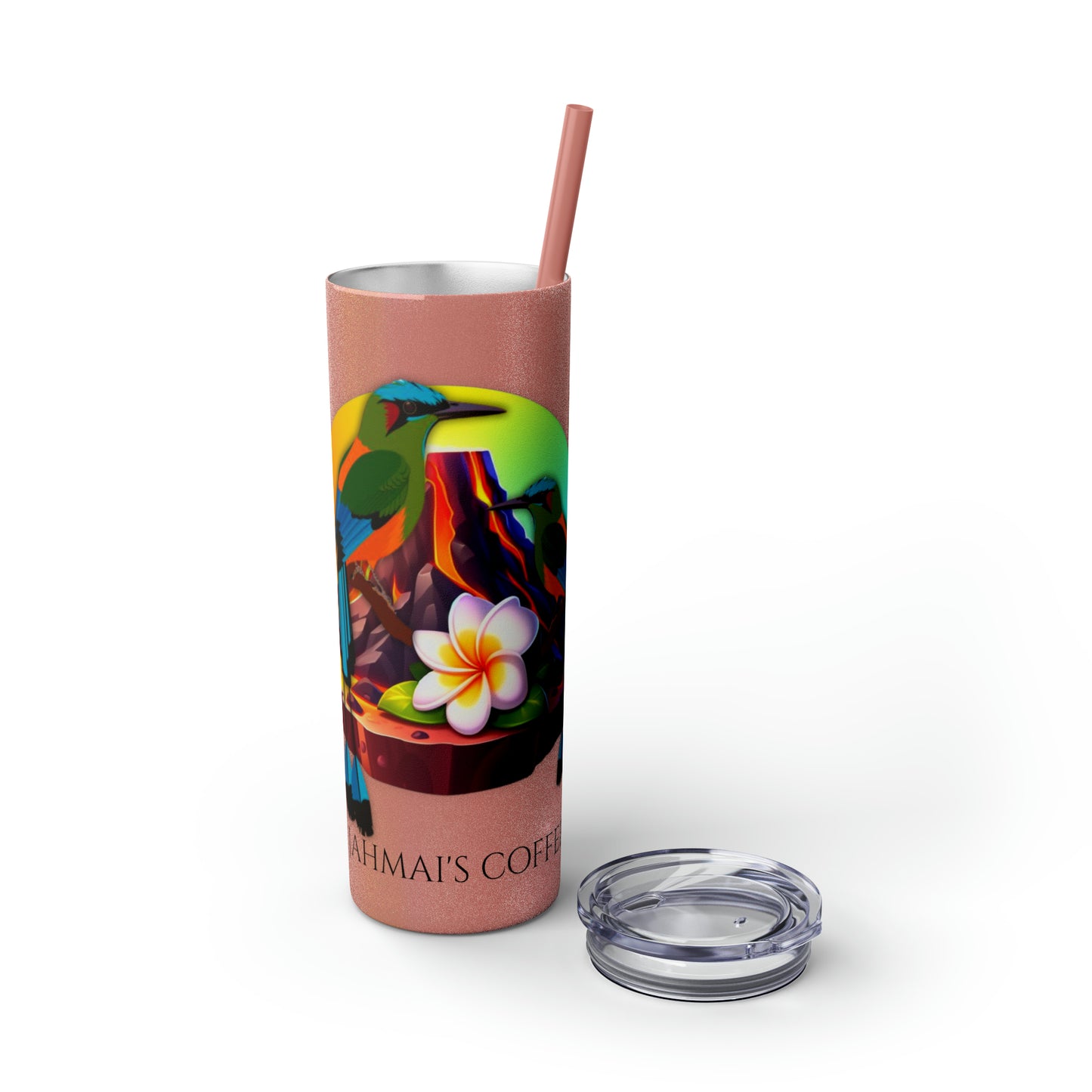 Jahmai's Coffee Skinny Tumbler with Straw, 20oz