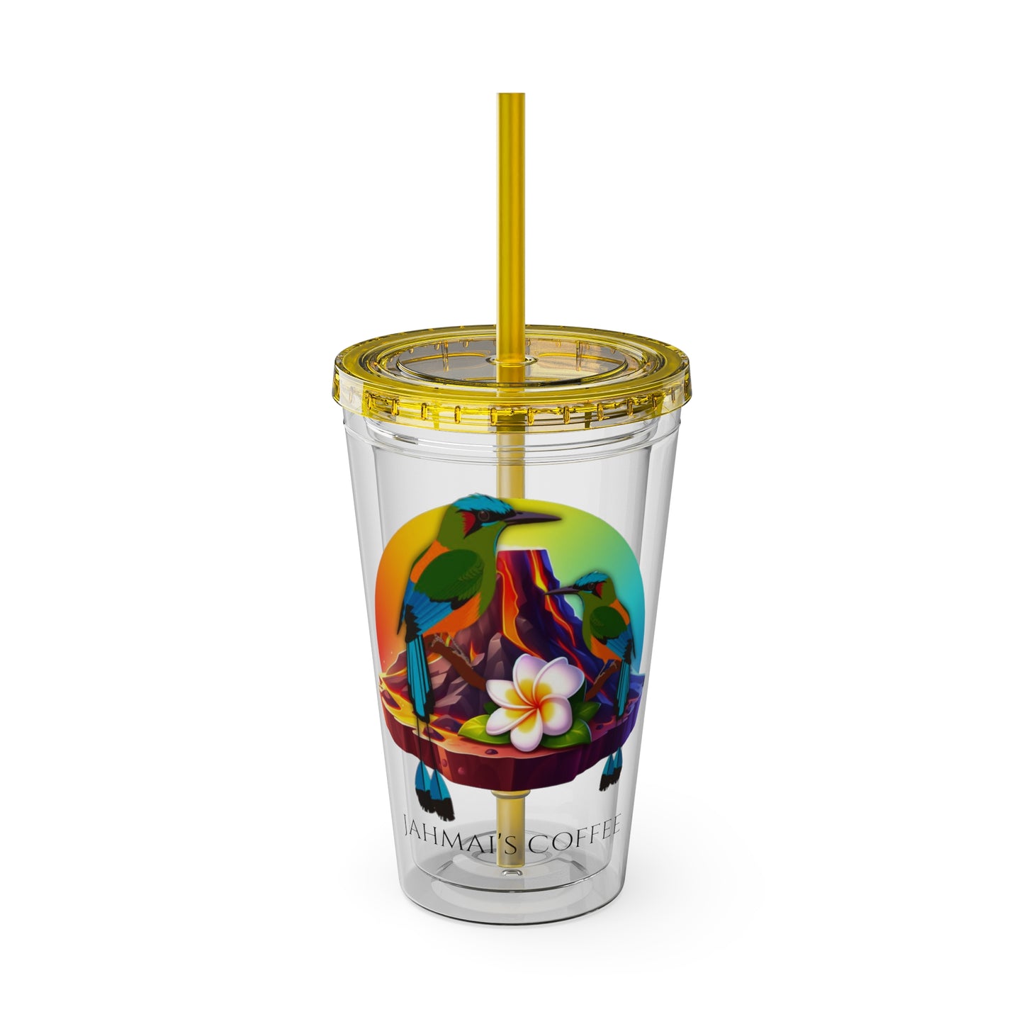 Jahmai's Coffee Sunsplash Tumbler with Straw, 16oz