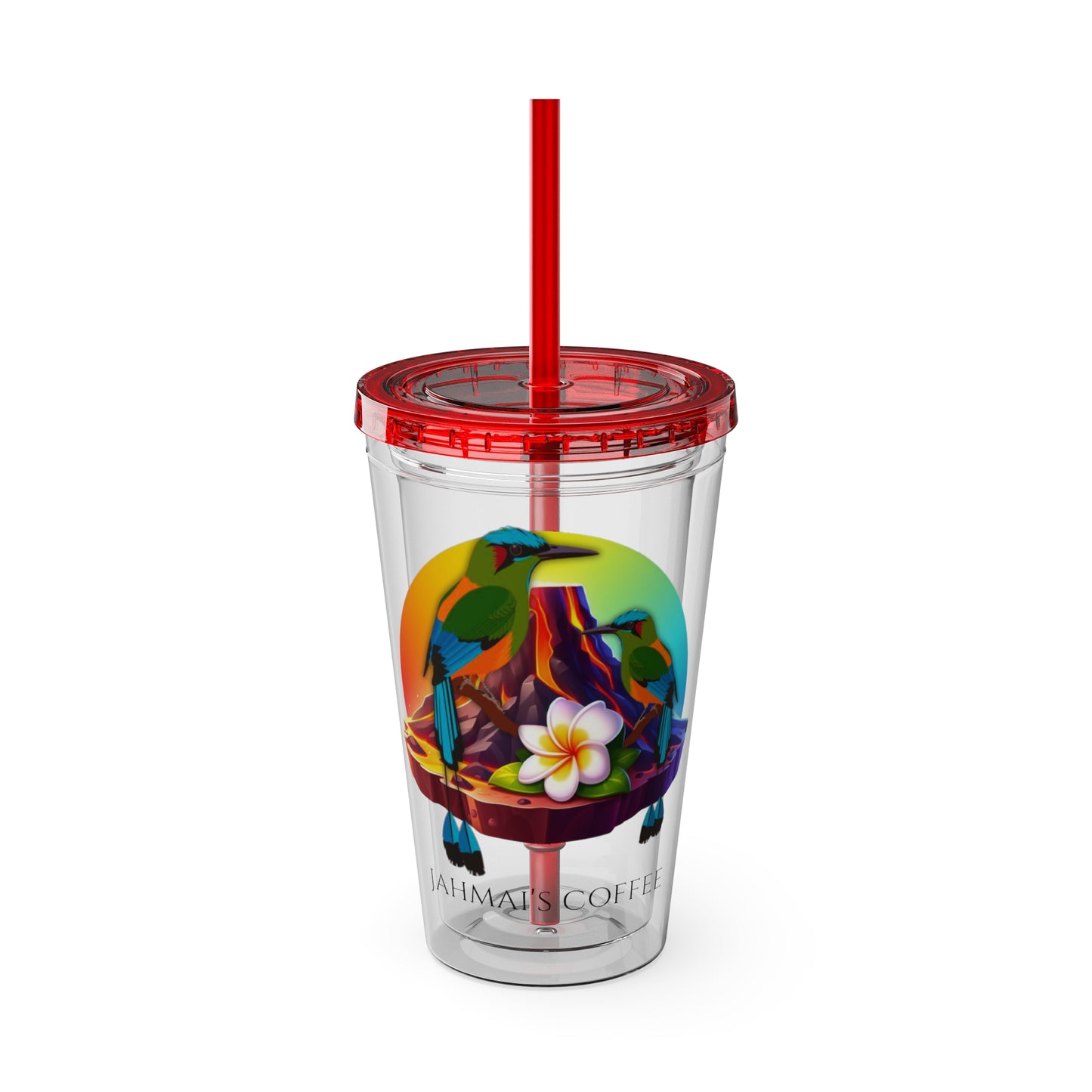 Jahmai's Coffee Sunsplash Tumbler with Straw, 16oz