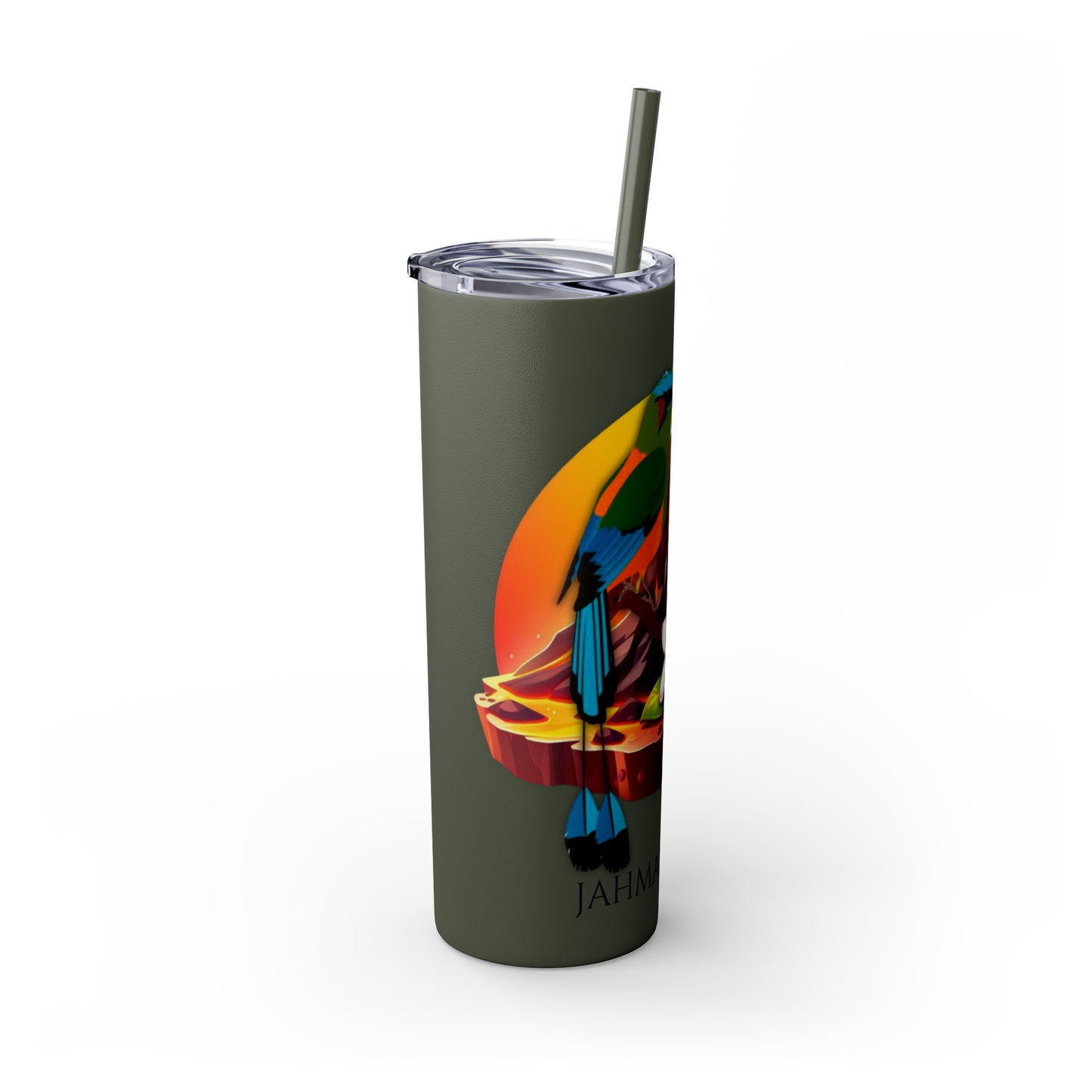 Jahmai's Coffee Skinny Tumbler with Straw, 20oz