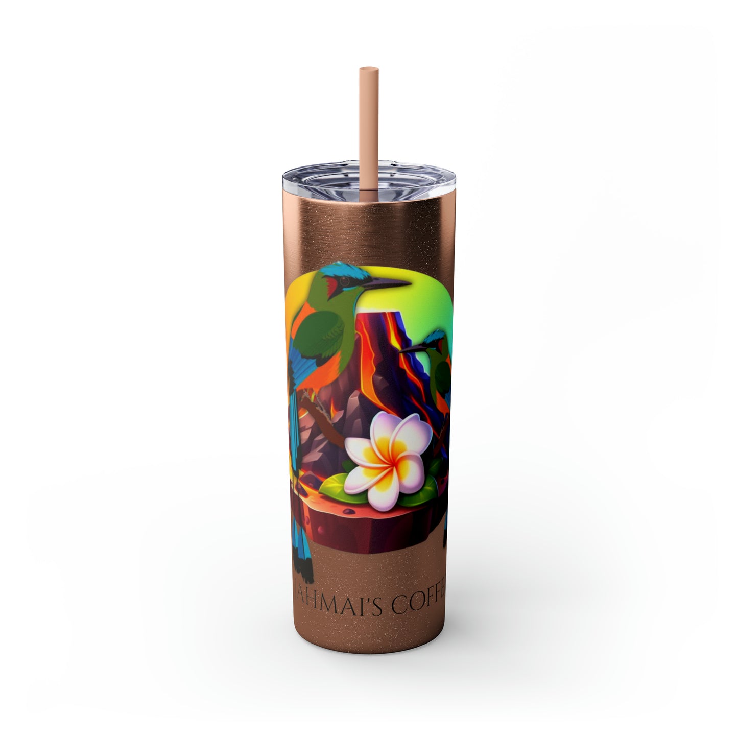 Jahmai's Coffee Skinny Tumbler with Straw, 20oz