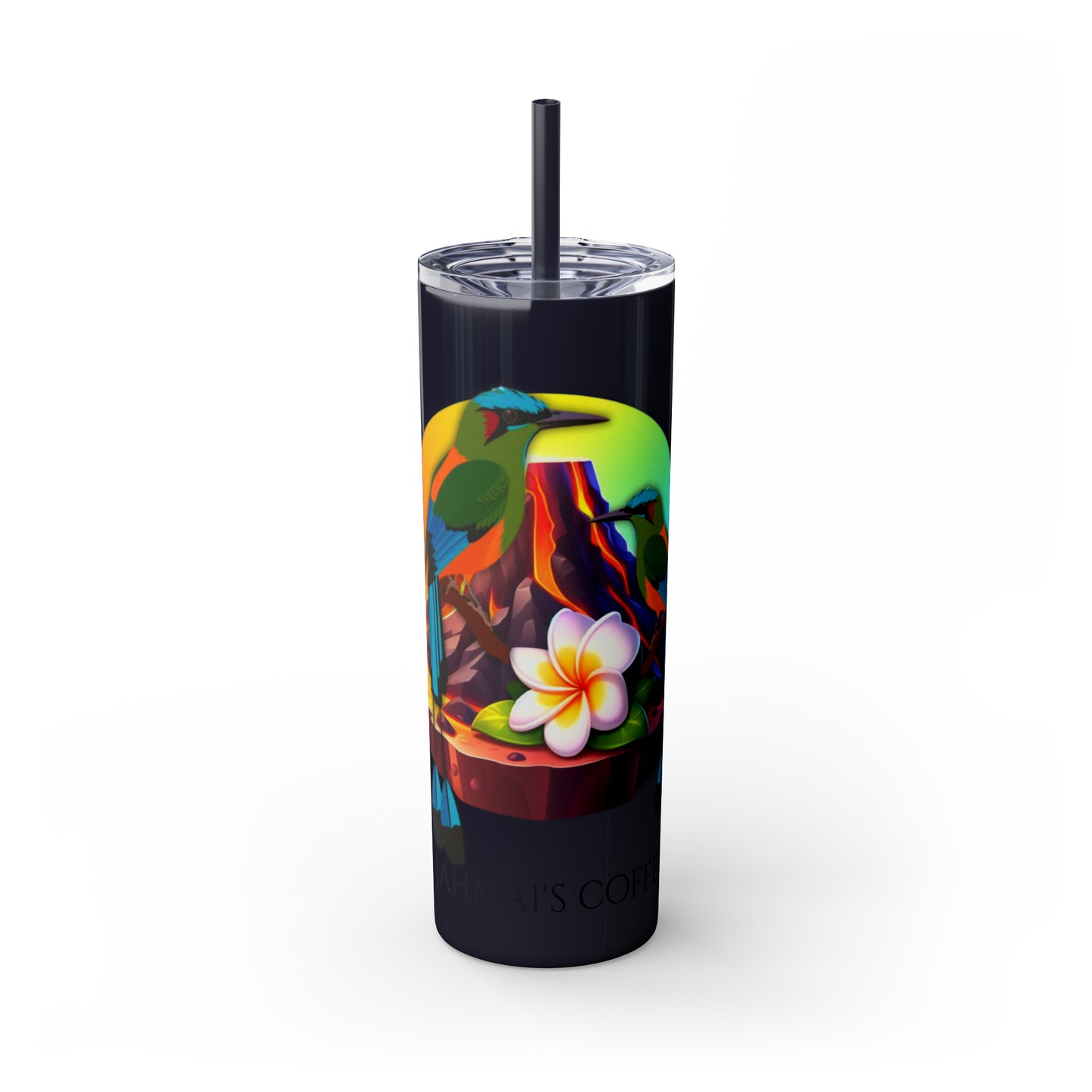 Jahmai's Coffee Skinny Tumbler with Straw, 20oz