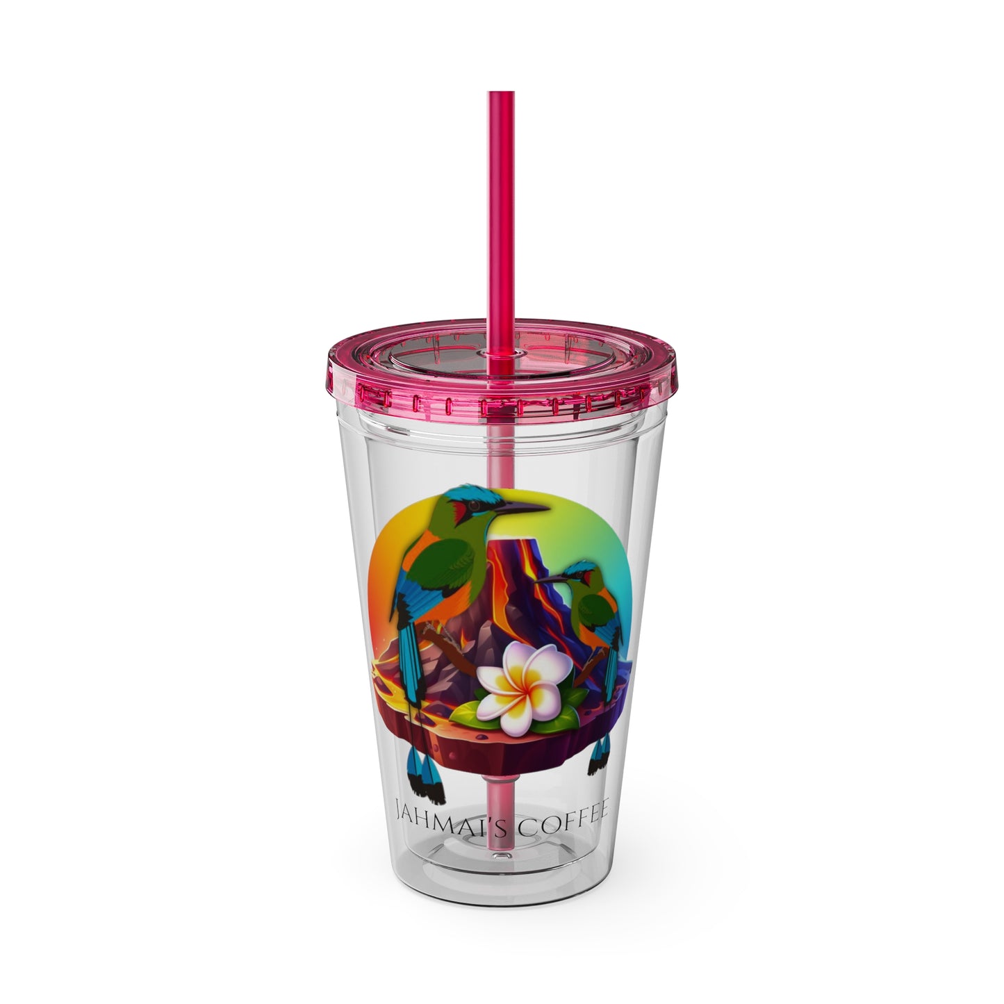 Jahmai's Coffee Sunsplash Tumbler with Straw, 16oz